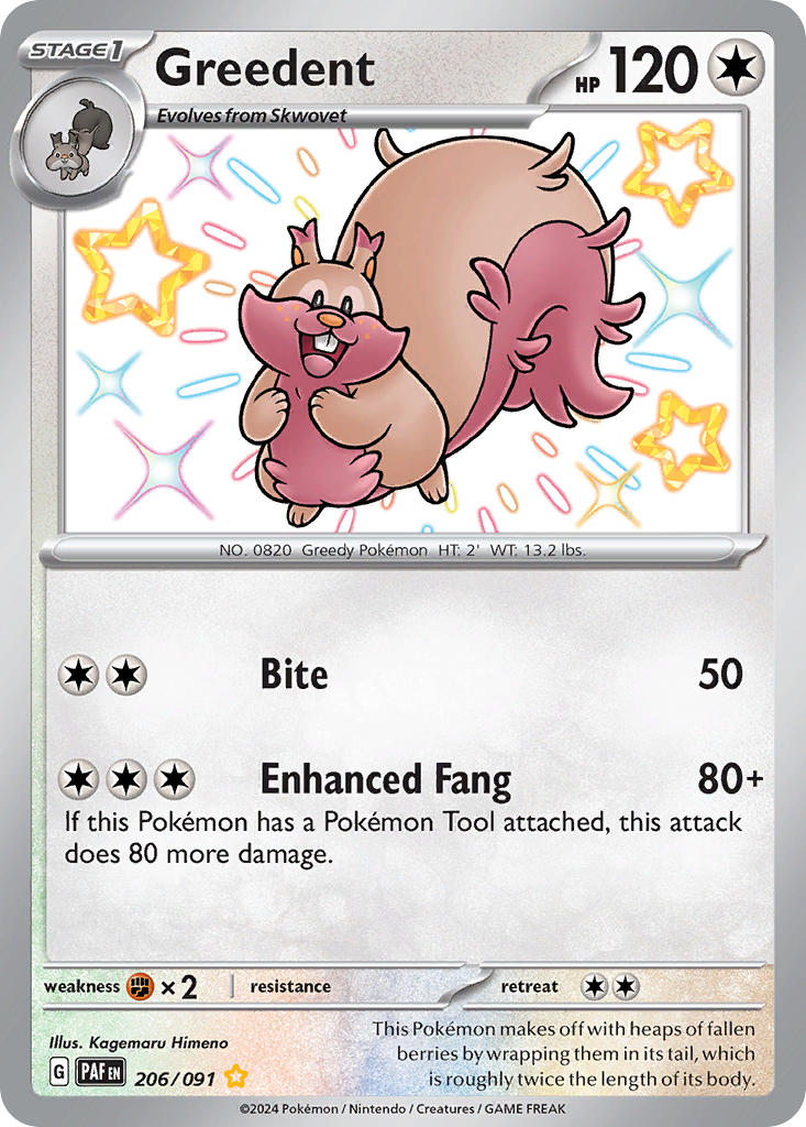 Pokemon TCG Greedent 206/091 - Paldean Fates