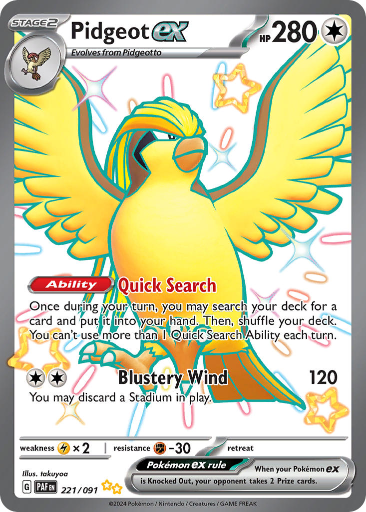 Pokemon TCG Pidgeot ex 221/091 - Paldean Fates
