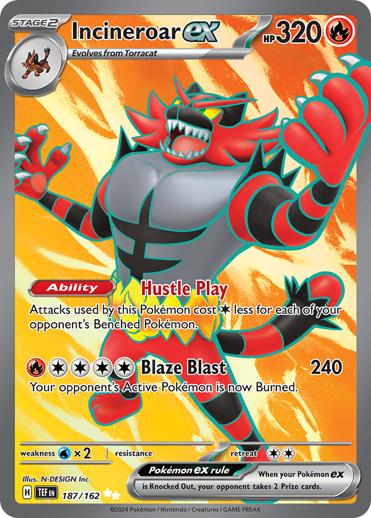Incineroar ex 187/162 Temporal Forces Pokémon card | Pokebundles Ireland