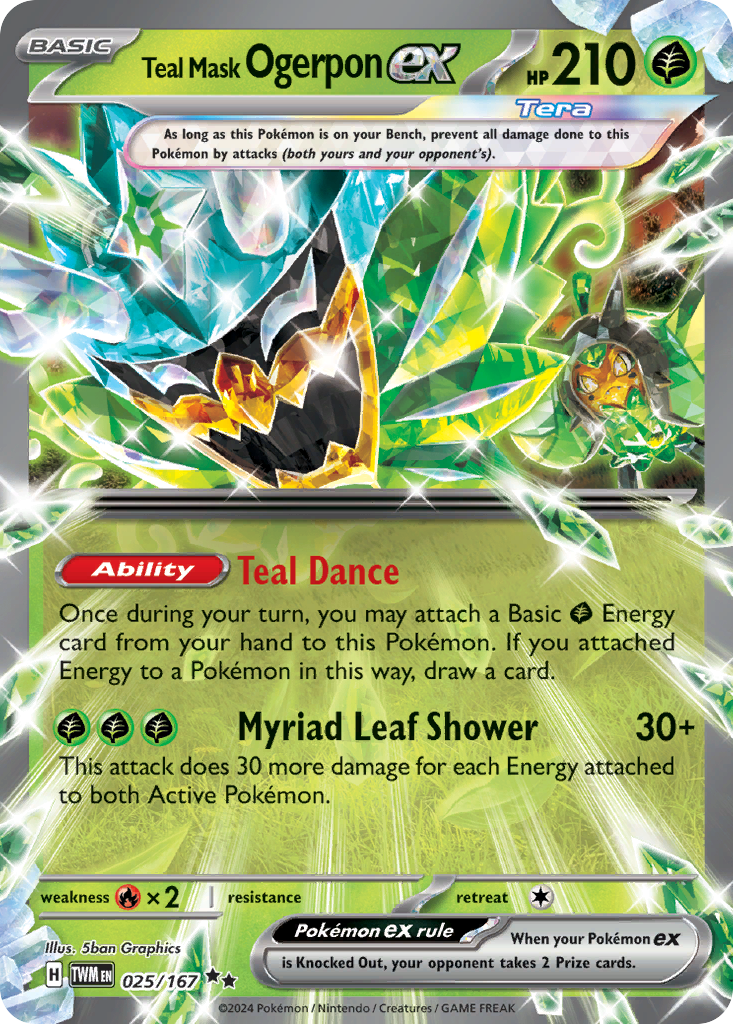 Teal Mask Ogerpon ex 025/167 Twilight Masquerade Pokémon card | Pokebundles Ireland