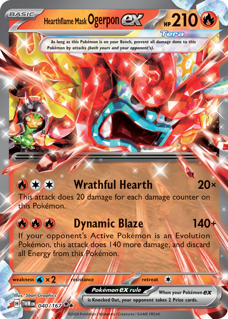 Hearthflame Mask Ogerpon ex 040/167 Twilight Masquerade Pokémon card | Pokebundles Ireland