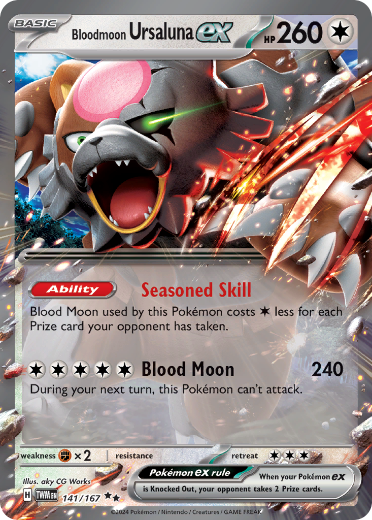 Bloodmoon Ursaluna ex 141/167 Twilight Masquerade Pokémon card | Pokebundles Ireland