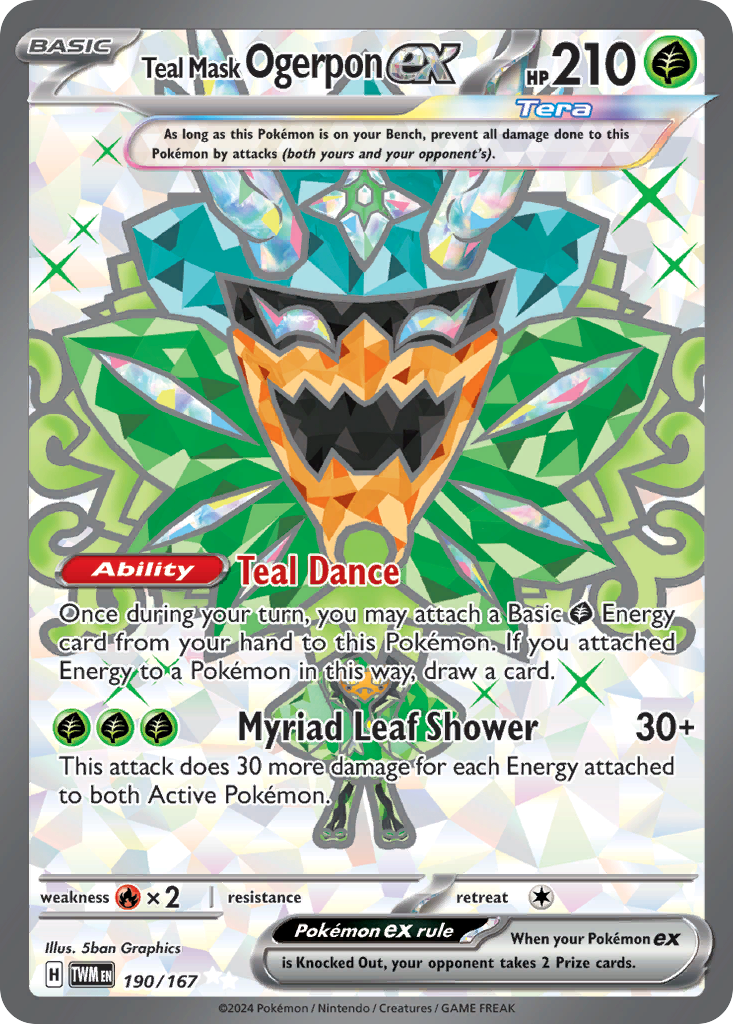 Teal Mask Ogerpon ex 190/167 Twilight Masquerade Pokémon card | Pokebundles Ireland