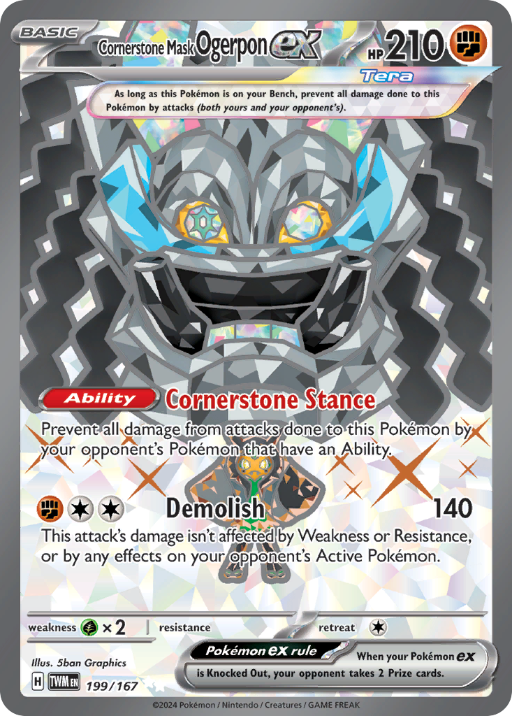 Cornerstone Mask Ogerpon ex 199/167 Twilight Masquerade Pokémon card | Pokebundles Ireland