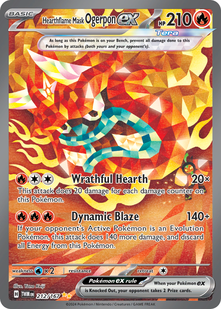 Hearthflame Mask Ogerpon ex 212/167 Twilight Masquerade Pokémon card | Pokebundles Ireland