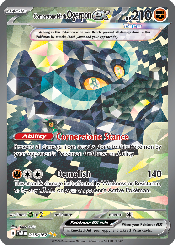 Cornerstone Mask Ogerpon ex 215/167 Twilight Masquerade Pokémon card | Pokebundles Ireland