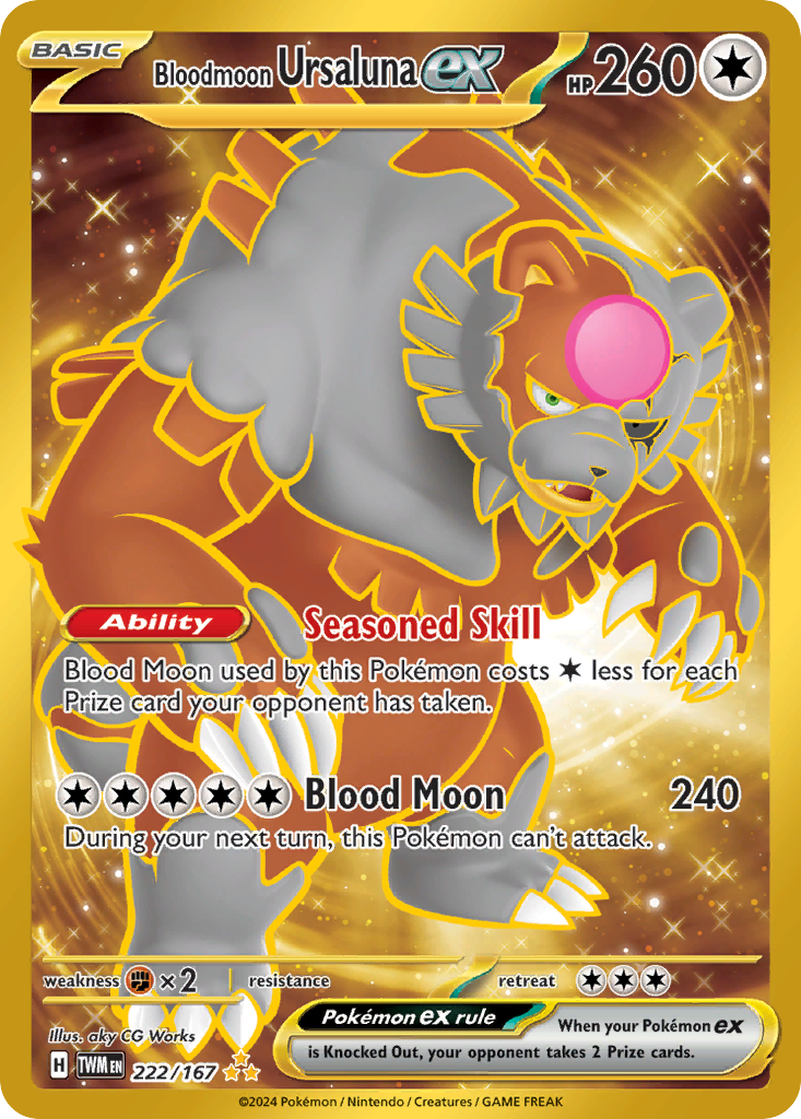 Bloodmoon Ursaluna ex 222/167 Twilight Masquerade Pokémon card | Pokebundles Ireland