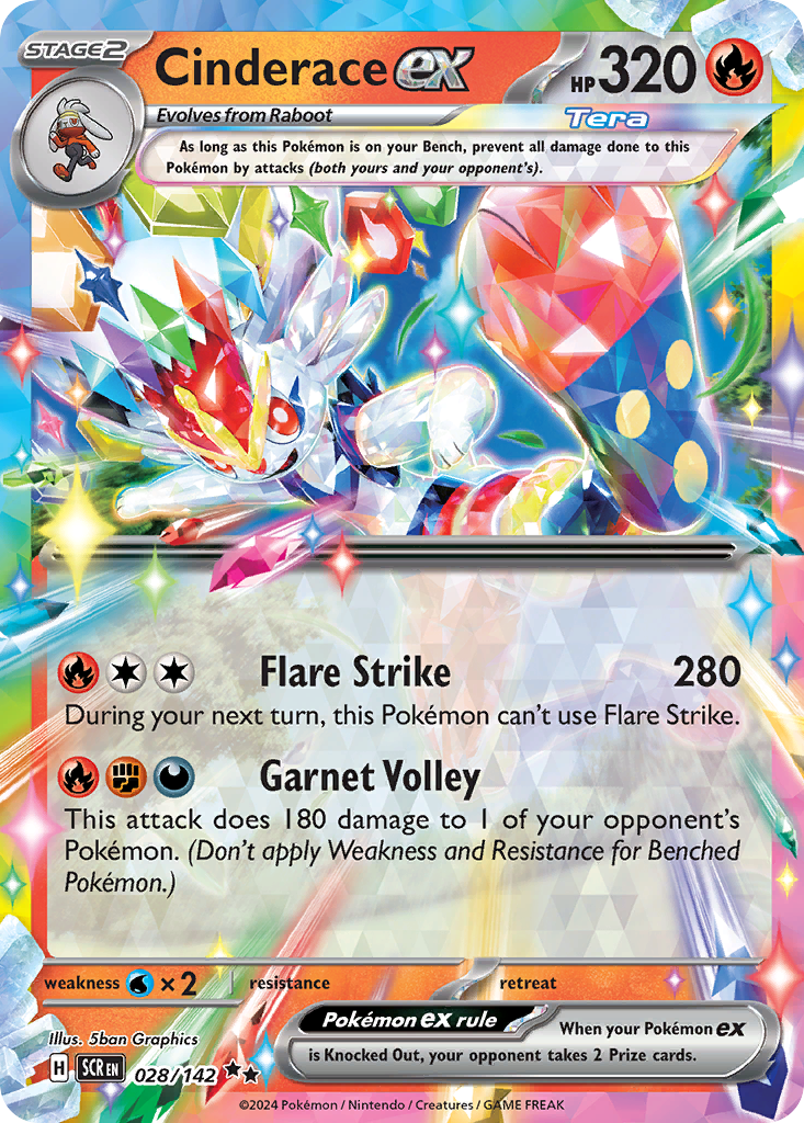 Cinderace ex 028/142 Stellar Crown Pokémon card | Pokebundles Ireland