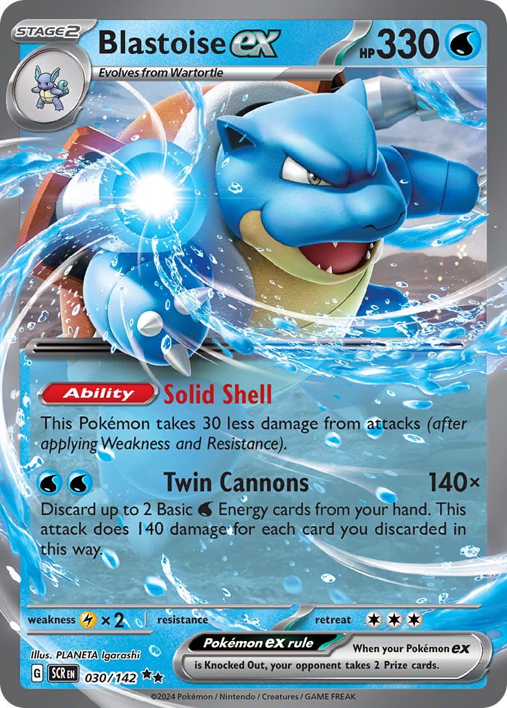 Blastoise ex 030/142 Stellar Crown Pokémon card | Pokebundles Ireland