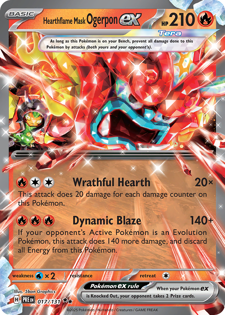 Hearthflame Mask Ogerpon ex 017/131 Prismatic Evolutions Pokémon card | Pokebundles Ireland