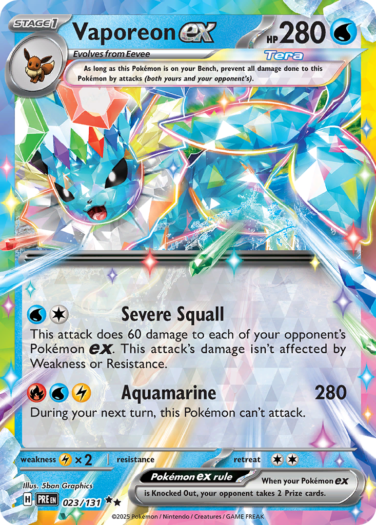 Vaporeon ex 023/131 Prismatic Evolutions Pokémon card | Pokebundles Ireland