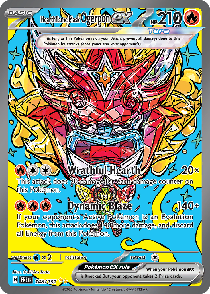 Hearthflame Mask Ogerpon ex 148/131 Prismatic Evolutions Pokémon card | Pokebundles Ireland