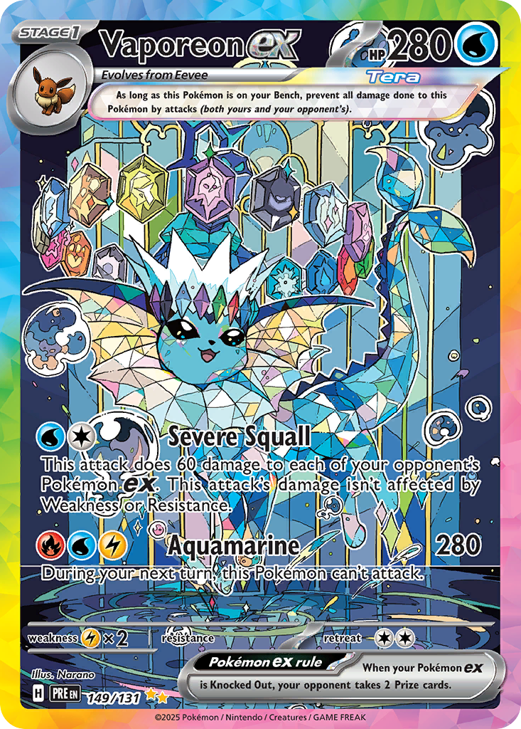Vaporeon ex 149/131 Prismatic Evolutions Pokémon card | Pokebundles Ireland